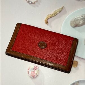 🦆 DOONEY & BOURKE AWL CHECKBOOK COVER RED BRITISH TAN BIFOLD SLIM WALLET